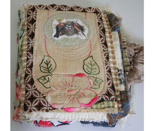 Birds crazy quilt fabric journal tuscan rose book art